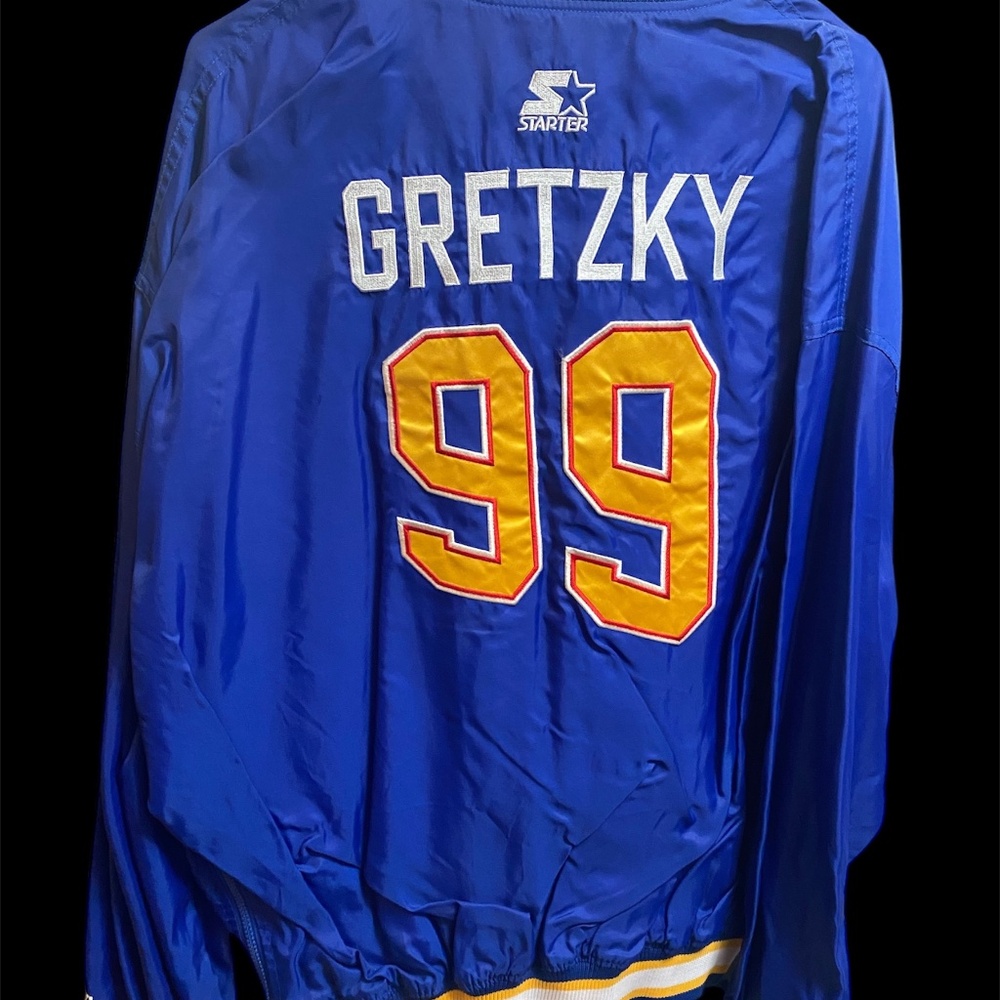 Vintage NHL Hockey St Louis Blues Pullover Jacket Blue Yellow L Starter Gretzky